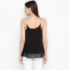 Women's Polyester Embellished Shoulder Straps Top (Black)