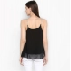 Women's Polyester Embellished Shoulder Straps Top (Black) Women's Polyester Embellished Shoulder Straps Top (Black)