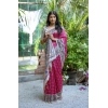 Women's Faux_Tussar Geometric_Print Saree With Unstitched Blouse 5.5Mtr (Pink)