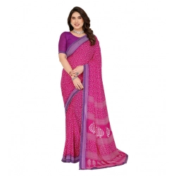 Women's Georgette Printed Saree With Unstitched Blouse 5.5Mtr (Red)
