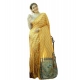 Women's Faux_Tussar_Silk Geometric_Print Saree With Unstitched Blouse 5.5Mtr (Mustard)