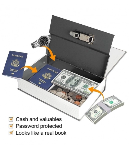 Secret Book Safe with Number Locker (Gray)