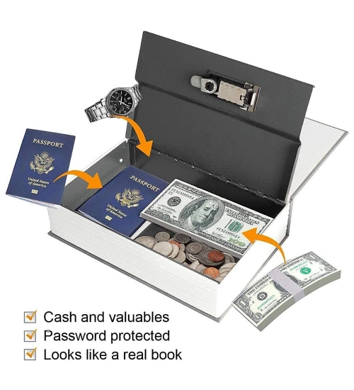 Secret Book Safe with Number Locker (Gray)