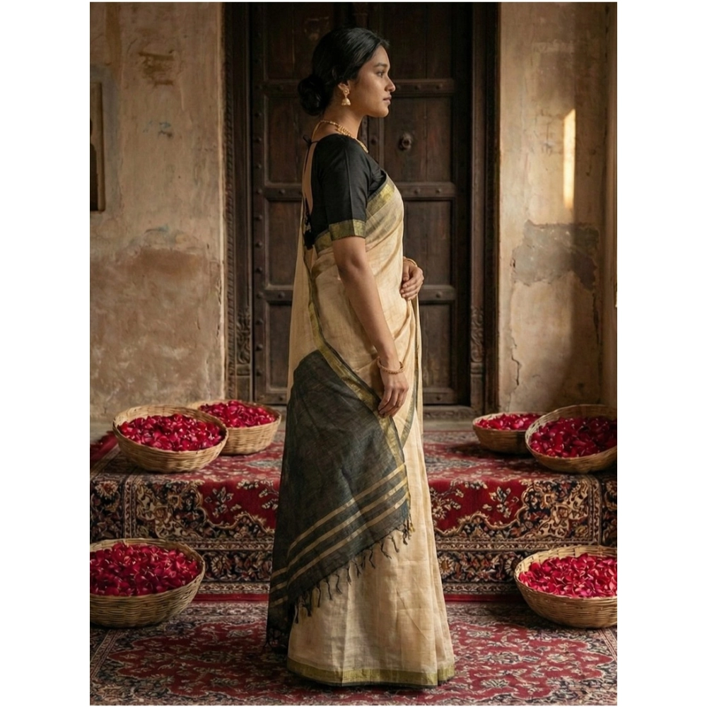 Women's Cotton Printed Saree With Unstitched Blouse 5.5Mtr (Beige) Women's Cotton Printed Saree With Unstitched Blouse 5.5Mtr (Beige)