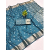 Women's Jacquard Silk Jaquard Woven Saree With Unstitched Blouse 5.5Mtr (Light Blue) Women's Jacquard Silk Jaquard Woven Saree With Unstitched Blouse 5.5Mtr (Light Blue)
