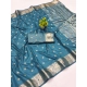 Women's Jacquard Silk Jaquard Woven Saree With Unstitched Blouse 5.5Mtr (Light Blue) Women's Jacquard Silk Jaquard Woven Saree With Unstitched Blouse 5.5Mtr (Light Blue)