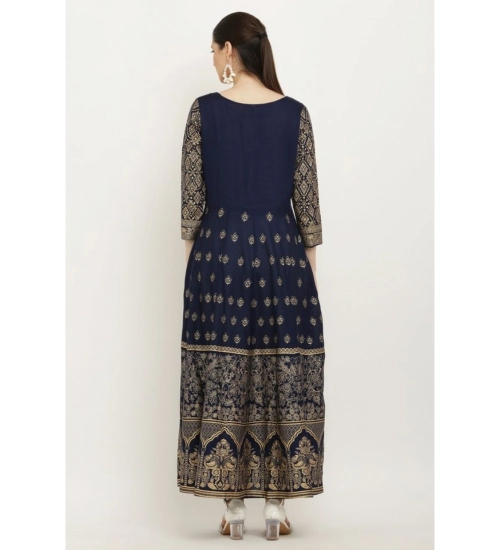 Women's Casual Rayon 3-4th Sleeves Anarkali Kurti (Blue) Women's Casual Rayon 3-4th Sleeves Anarkali Kurti (Blue)