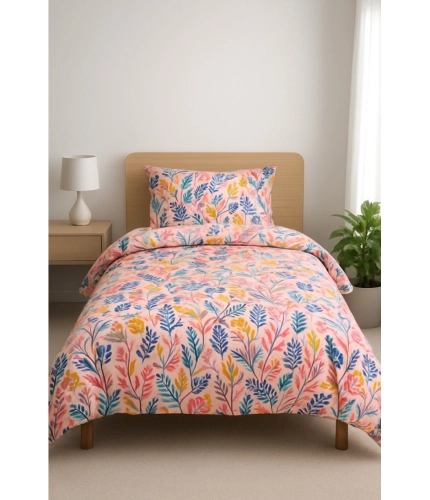 Microfiber Floral Printed Single Bedsheet with 1 Pillow Cover (Multicolor)