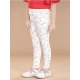 Girl's Cotton Lycra Floral Elasticated Jeggings (White-Green) Girl's Cotton Lycra Floral Elasticated Jeggings (White-Green)