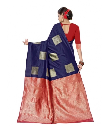 Women's Soft Lichi Silk Printed Saree With Unstitched Blouse 5.5Mtr (Blue) Women's Soft Lichi Silk Printed Saree With Unstitched Blouse 5.5Mtr (Blue)