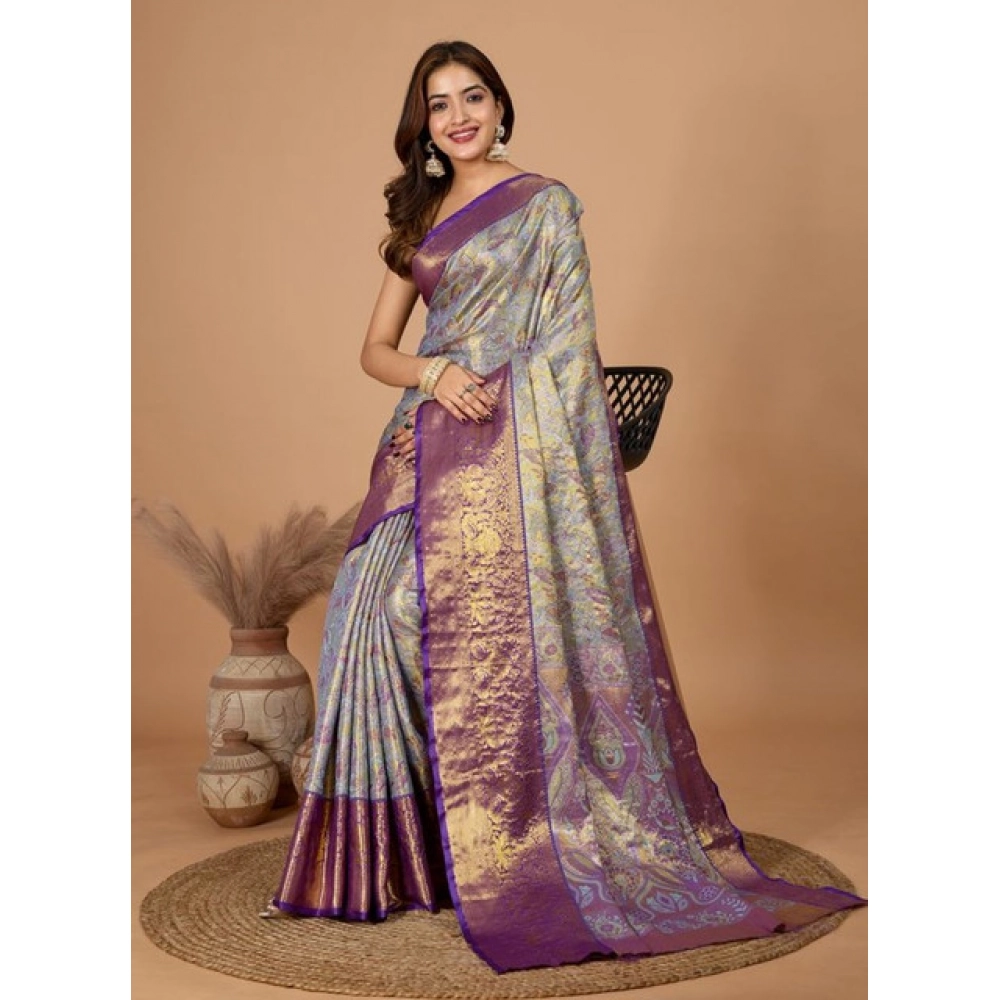 Women's Jacquard Saree With Unstitched Blouse 5.5Mtr (Multicolor) Women's Jacquard Saree With Unstitched Blouse 5.5Mtr (Multicolor)