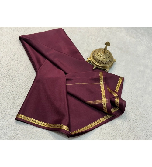 Women's Crepe Chit Pallu Solid Saree With Unstitched Blouse 5.5Mtr (Brown) Women's Crepe Chit Pallu Solid Saree With Unstitched Blouse 5.5Mtr (Brown)