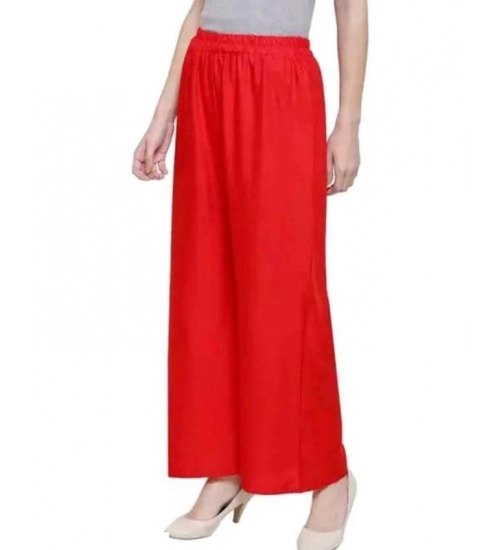 Women's Casual Rayon Solid Ankle Length Palazzo (Red, Free Size)