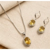 Women's Brass Silver Plated Pendant Set (Yellow)