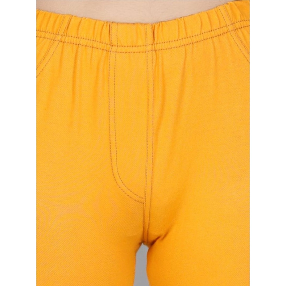 Girl's Cotton Lycra Solid Elasticated Jeggings (Mustard) Girl's Cotton Lycra Solid Elasticated Jeggings (Mustard)