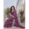 Women's Chiffon Printed Saree With Unstitched Blouse 5.5Mtr (Purple) Women's Chiffon Printed Saree With Unstitched Blouse 5.5Mtr (Purple)