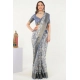 Women's Polyester Printed Saree With Unstitched Blouse 5.5 Mtr (Grey)