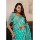 Women's Linen Cotton Printed Ready To Wear Saree With Unstitched Blouse 5.5 Mtr (Sea_Green)