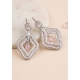 Women's Brass Silver Plated Drop Earrings (Pink)