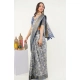 Women's Polyester Printed Saree With Unstitched Blouse 5.5 Mtr (Grey)