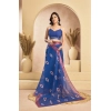 Women's Faux Linen Printed Ready to wear Saree With Unstitched Blouse 5.5Mtr (Blue) Women's Faux Linen Printed Ready to wear Saree With Unstitched Blouse 5.5Mtr (Blue)