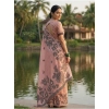 Women's Linen Cotton Printed Saree With Unstitched Blouse 5.5Mtr (Peach) Women's Linen Cotton Printed Saree With Unstitched Blouse 5.5Mtr (Peach)