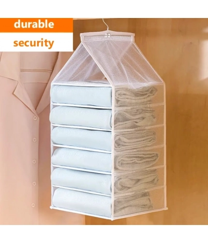Hanging Foldable Fabric Closet Organizer with 6 Shelves