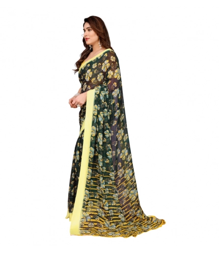 Women's Georgette Printed Saree With Unstitched Blouse 5.5Mtr (Green) Women's Georgette Printed Saree With Unstitched Blouse 5.5Mtr (Green)