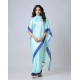 Women's Soft Crepe Silk Printed Ready To Wear Saree With Unstitched Blouse 5.5Mtr (Turquoise)