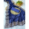Women's Silk Embroidred Saree With Unstitched Blouse 5.5Mtr (Blue) Women's Silk Embroidred Saree With Unstitched Blouse 5.5Mtr (Blue)