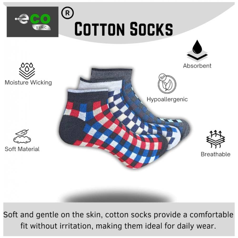 3_Pair Set Unisex Casual Cotton Printed Low Cut Socks (Multicolor)