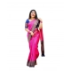 Women's Soft Lichi Silk Printed Saree With Unstitched Blouse 5.5Mtr (Pink)