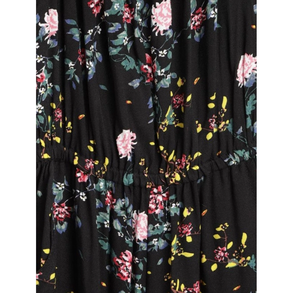 Girl's Rayon Floral Sleeveless Jumpsuit (Black-Pink) Girl's Rayon Floral Sleeveless Jumpsuit (Black-Pink)
