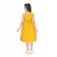 Girl's Shiffon Printed Sleeve Less Round Neck Dress (Mustard Yellow) Girl's Shiffon Printed Sleeve Less Round Neck Dress (Mustard Yellow)