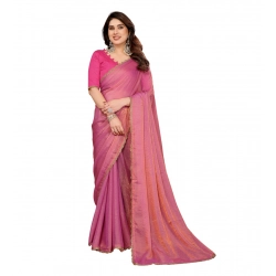 Women's Georgette Printed Saree With Unstitched Blouse 5.5Mtr (Pink)