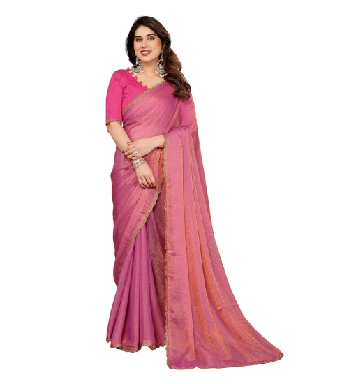Women's Georgette Printed Saree With Unstitched Blouse 5.5Mtr (Pink)