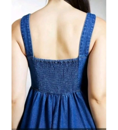 Women's Casual Denim Sleeveless Dress (Blue)