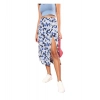 Women's Polyester Floral Side Zip Skirt (Blue - White)