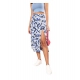 Women's Polyester Floral Side Zip Skirt (Blue - White) Women's Polyester Floral Side Zip Skirt (Blue - White)