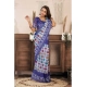 Women's Linen Cotton Printed Ready To Wear Saree With Unstitched Blouse 5.5 Mtr (Blue)