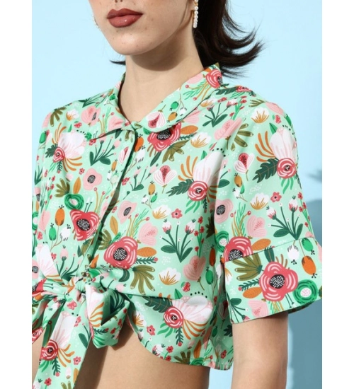 Women's Polyester Floral Short Sleeve Co-Ord Set (Multicolor)