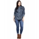 Women's Denim Solid Long Sleeves Shirt (Blue) Women's Denim Solid Long Sleeves Shirt (Blue)