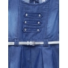 Girl's Denim Embellished Sleeveless Dress with Belt (Blue)