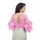 Women's Organza Solid V Neck Layered Ruffle Sleeve Readymade Blouse (Light_Pink Free Size , up to 38–40 Bust)-PID65846 Women's Organza Solid V Neck Layered Ruffle Sleeve Readymade Blouse (Light_Pink Free Size , up to 38–40 Bust)-PID65846