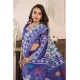 Women's Linen Cotton Printed Ready To Wear Saree With Unstitched Blouse 5.5 Mtr (Blue)