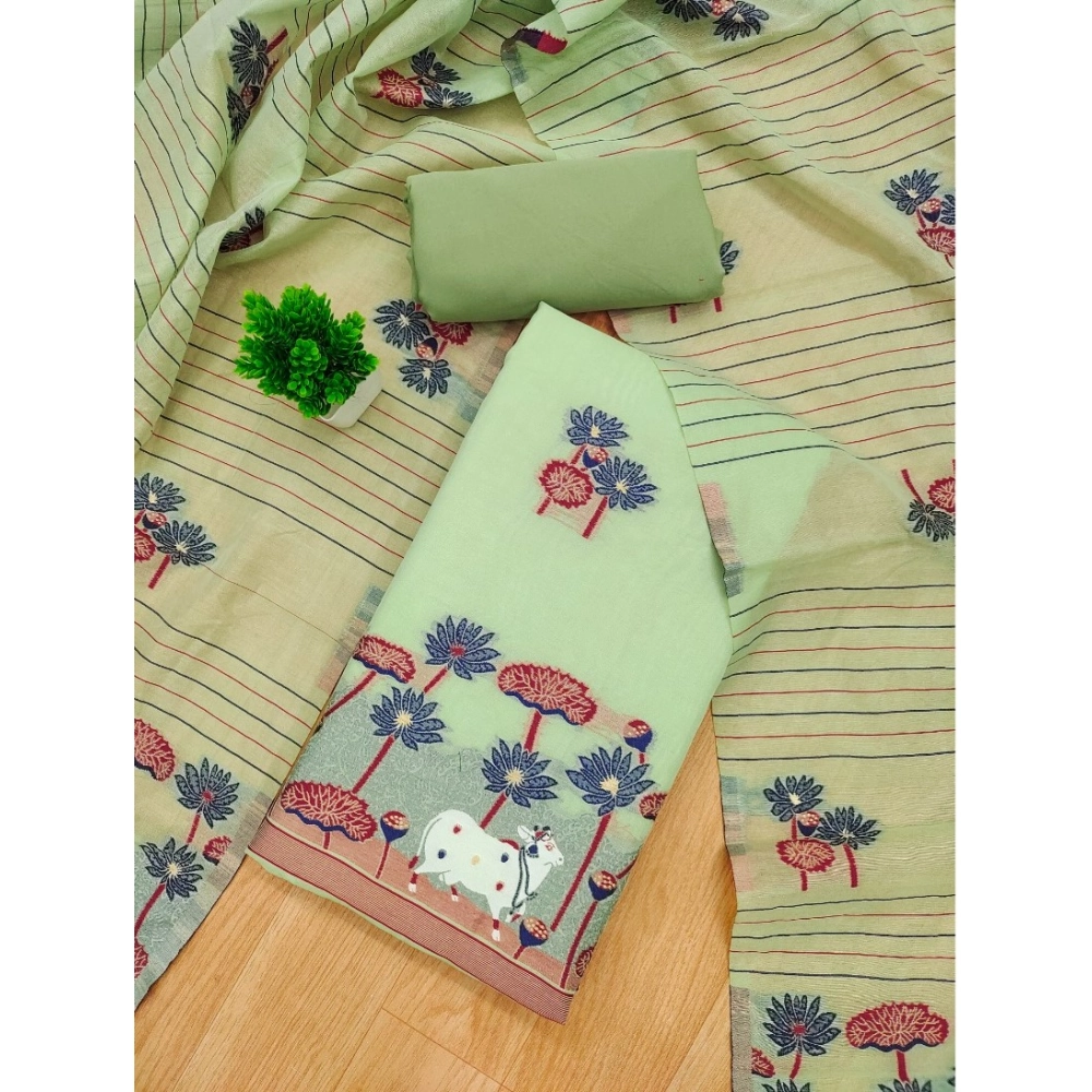 Women's Banarasi Silk Printed Unstitched Salwar Suit Material With Dupatta (Pista, 3Mtrs) Women's Banarasi Silk Printed Unstitched Salwar Suit Material With Dupatta (Pista, 3Mtrs)