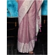 Women's Linen Printed Saree With Unstitched Blouse 5.5Mtr (Purple) Women's Linen Printed Saree With Unstitched Blouse 5.5Mtr (Purple)