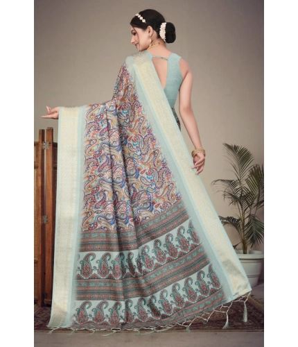 Women's Cotton Silk Printed Saree With Unstitched Blouse 5.5Mtr (Multicolor) Women's Cotton Silk Printed Saree With Unstitched Blouse 5.5Mtr (Multicolor)