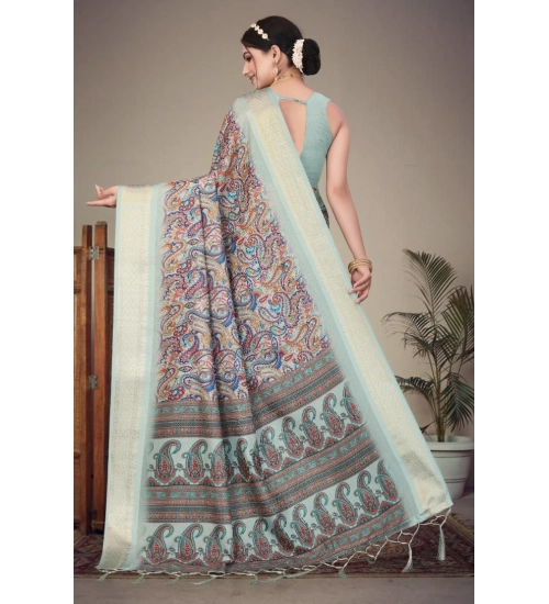 Women's Cotton Silk Printed Saree With Unstitched Blouse 5.5Mtr (Multicolor) Women's Cotton Silk Printed Saree With Unstitched Blouse 5.5Mtr (Multicolor)