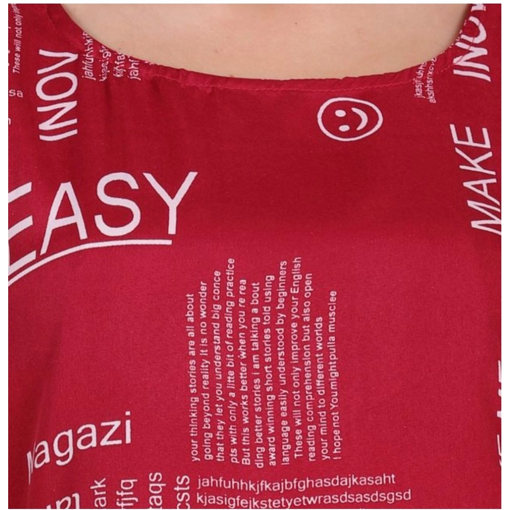 Women's Casual Crepe Sleeveless Slit Dress (Maroon)